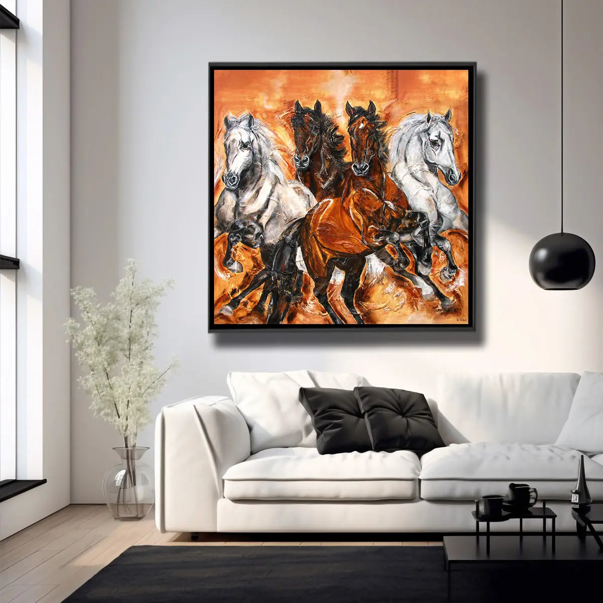 05-55 Majestätische spanische Pferdeherde – Pferde-Acrylglasbild von Kerstin Tschech