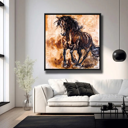 05-59 Versammelter Hengst in der Galopp-Pirouette – Pferde-Acrylglasbild von Kerstin Tschech