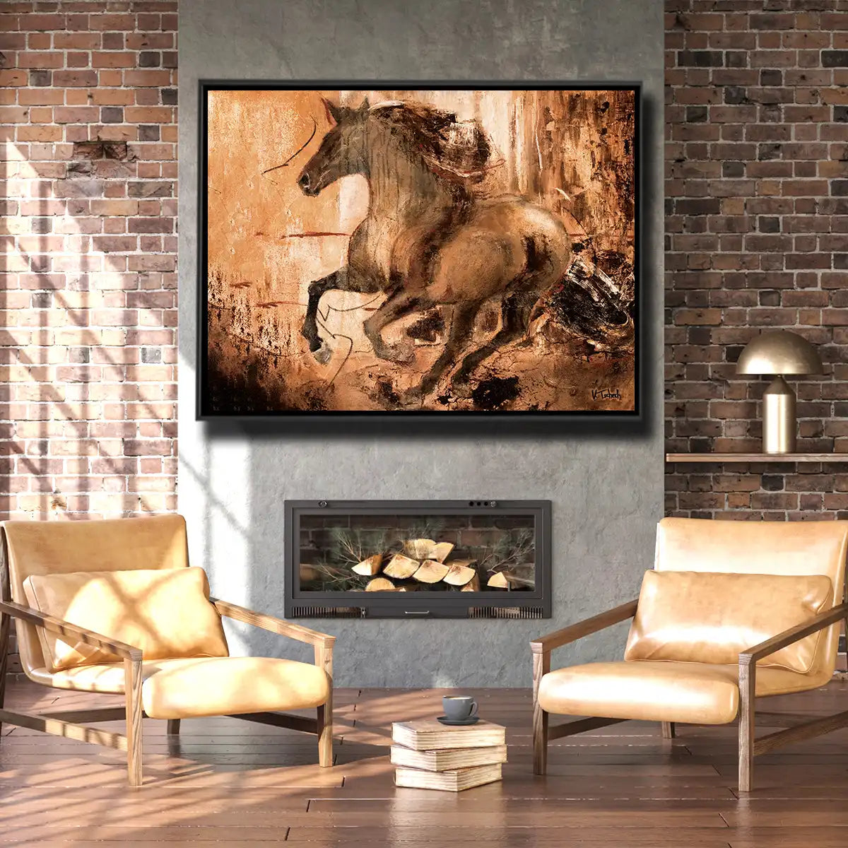 06-19 Moderne abstrakte Pferdemalerei im zeitgenössischen Kunststil – Pferde-Acrylglasbild von Kerstin Tschech