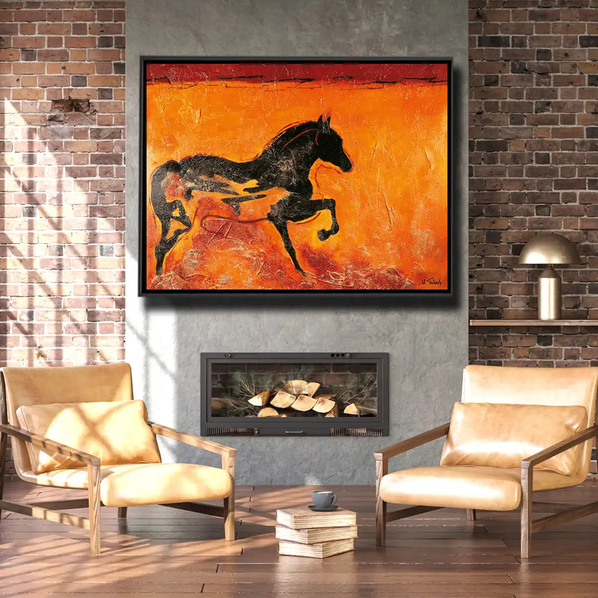 06-20 Charakterstarkes schwarzes Hengst Wandbild im modernen Stil – Pferde-Acrylglasbild von Kerstin Tschech