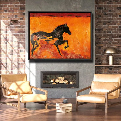 06-20 Charakterstarkes schwarzes Hengst Wandbild im modernen Stil – Pferde-Acrylglasbild von Kerstin Tschech
