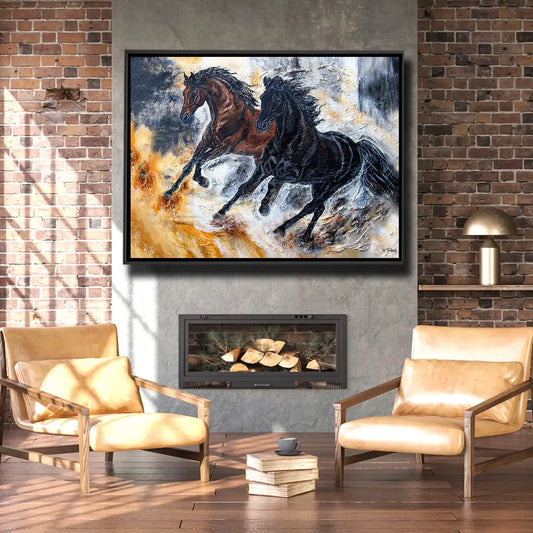 06-33 Zwei Sportpferde im Galopp – Pferde-Acrylglasbild von Kerstin Tschech
