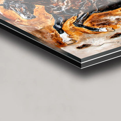 Pferde Acrylglasbild – Exklusive Acrylglas-Artbox mit schwarzem Aluminium-Schattenfugenrahmen von Kerstin Tschech - Detailaufnahme 02