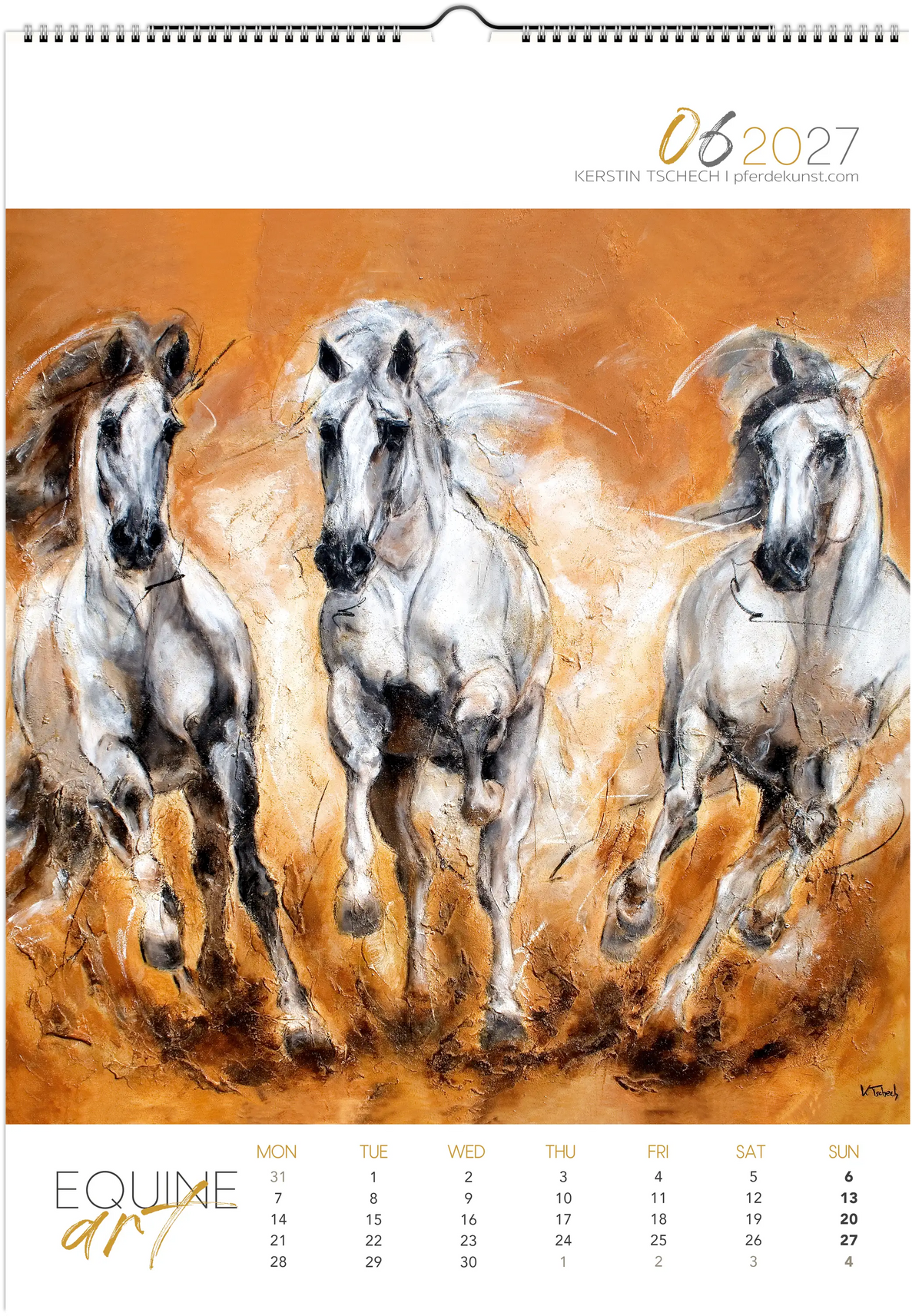 Equine ART – Juni – Eksklusiv hestekalender av Kerstin Tschech. Høykvalitets hesteveggkalender som julegave til hesteelskere.
