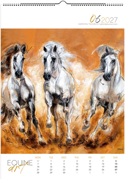 Equine ART – Juni – Eksklusiv hestekalender av Kerstin Tschech. Høykvalitets hesteveggkalender som julegave til hesteelskere.