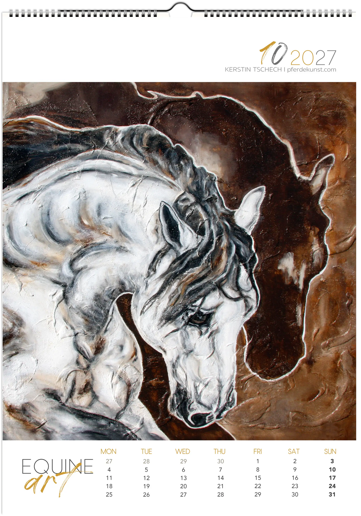 Equine ART – oktober – Eksklusiv hesteveggkalender av Kerstin Tschech. Høykvalitets hesteveggkalender som gaveidé til jul for hesteelskere.