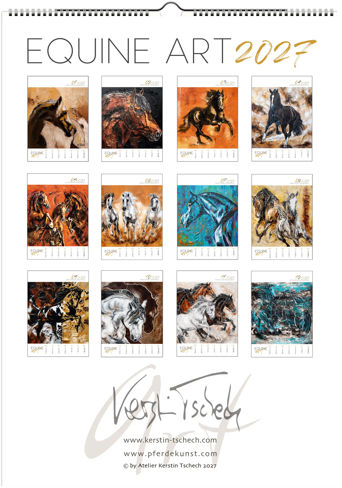 Equine ART – Bakside – Eksklusiv hestekalender for vegg i DIN A3-format for 2027 av Kerstin Tschech. Høykvalitets hestekalender for hestevenner.