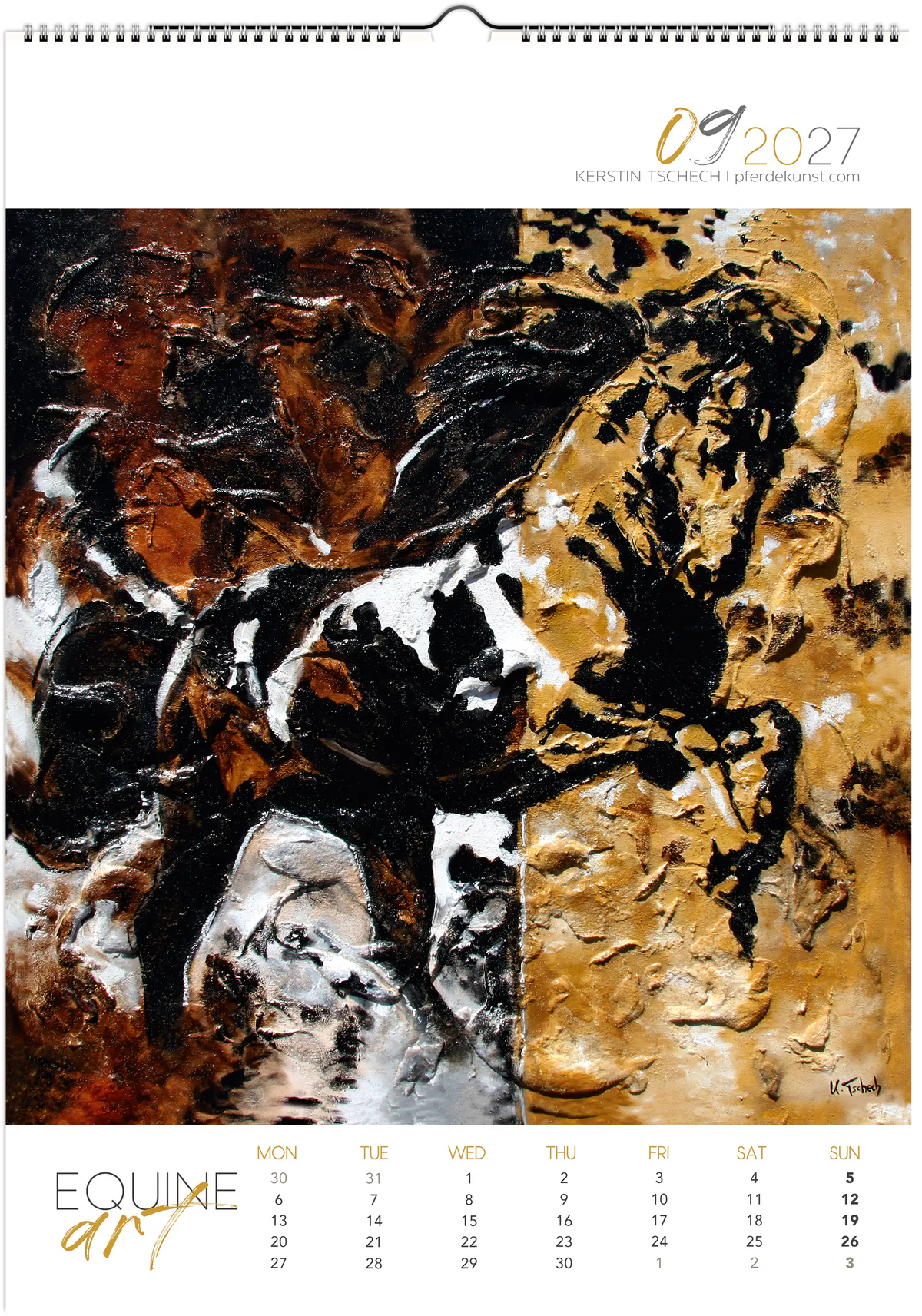 Equine ART – September – Eksklusiv hestekunstkalender av Kerstin Tschech. Eksklusiv hesteveggkalender av høy kvalitet som gaveidé for hestevenner.