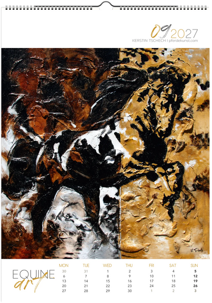 Equine ART – September – Eksklusiv hestekunstkalender av Kerstin Tschech. Eksklusiv hesteveggkalender av høy kvalitet som gaveidé for hestevenner.