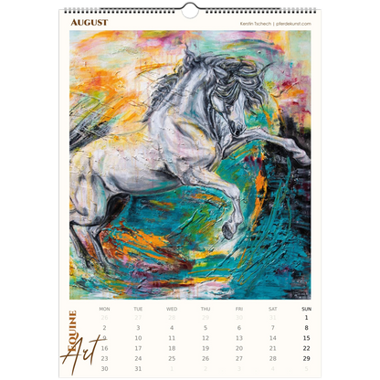 Equine ART – August – Exklusiver Pferde-Kunstkalender von Kerstin Tschech. Hochwertiger Pferdewandkalender mit edlen Pferdemotiven und Kunstdrucken für Pferdeliebhaber.