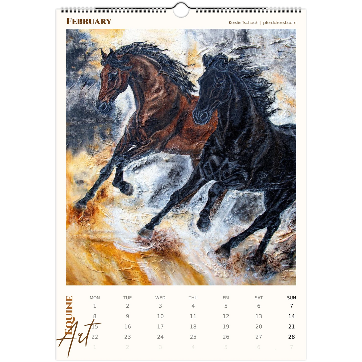 Equine ART – Februar – Exklusiver Pferde-Kunstkalender von Kerstin Tschech. Hochwertiger Pferdewandkalender mit edlen Pferdemotiven und Kunstdrucken für Pferdeliebhaber.