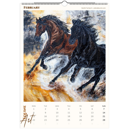 Equine ART – Februar – Exklusiver Pferde-Kunstkalender von Kerstin Tschech. Hochwertiger Pferdewandkalender mit edlen Pferdemotiven und Kunstdrucken für Pferdeliebhaber.