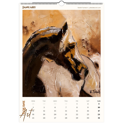Equine ART – Januar – Exklusiver Pferde-Kunstkalender von Kerstin Tschech. Hochwertiger Pferdewandkalender mit edlen Pferdemotiven und Kunstdrucken für Pferdeliebhaber.