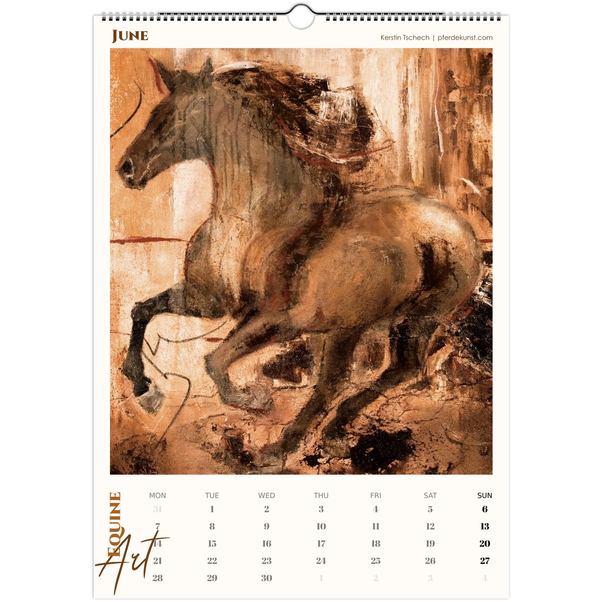 Equine ART – Juni – Exklusiver Pferde-Kunstkalender von Kerstin Tschech. Hochwertiger Pferdewandkalender mit edlen Pferdemotiven und Kunstdrucken für Pferdeliebhaber.