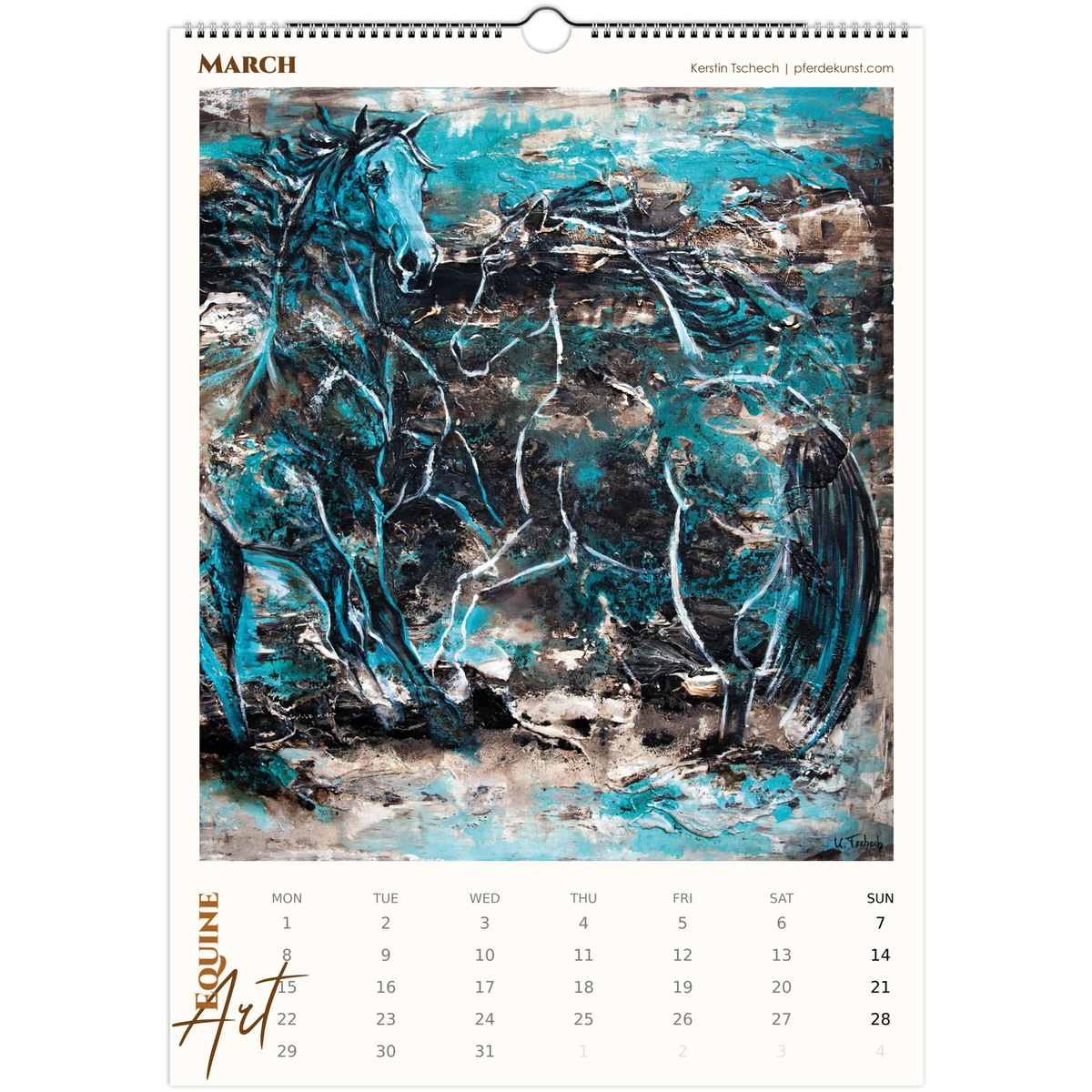 Equine ART – März – Exklusiver Pferde-Kunstkalender von Kerstin Tschech. Hochwertiger Pferdewandkalender mit edlen Pferdemotiven und Kunstdrucken für Pferdeliebhaber.