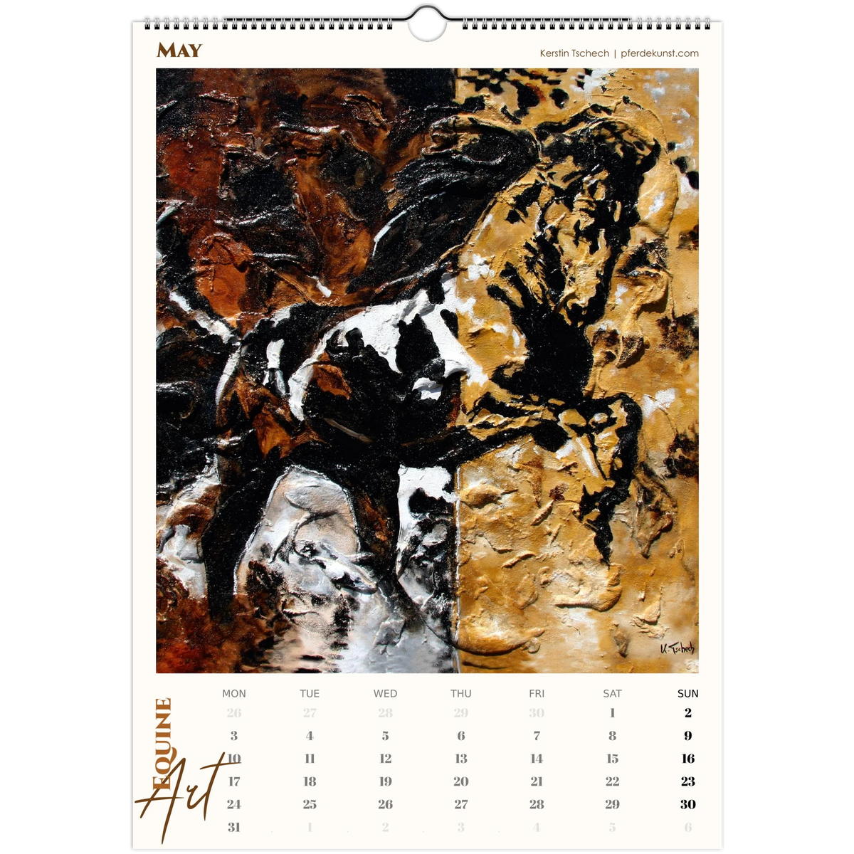 Equine ART – Mai – Exklusiver Pferde-Kunstkalender von Kerstin Tschech. Hochwertiger Pferdewandkalender mit edlen Pferdemotiven und Kunstdrucken für Pferdeliebhaber.