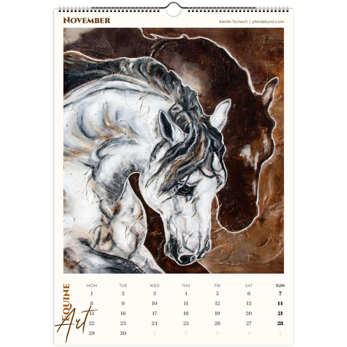 Equine ART – November – Exklusiver Pferde-Kunstkalender von Kerstin Tschech. Hochwertiger Pferdewandkalender mit edlen Pferdemotiven und Kunstdrucken für Pferdeliebhaber.