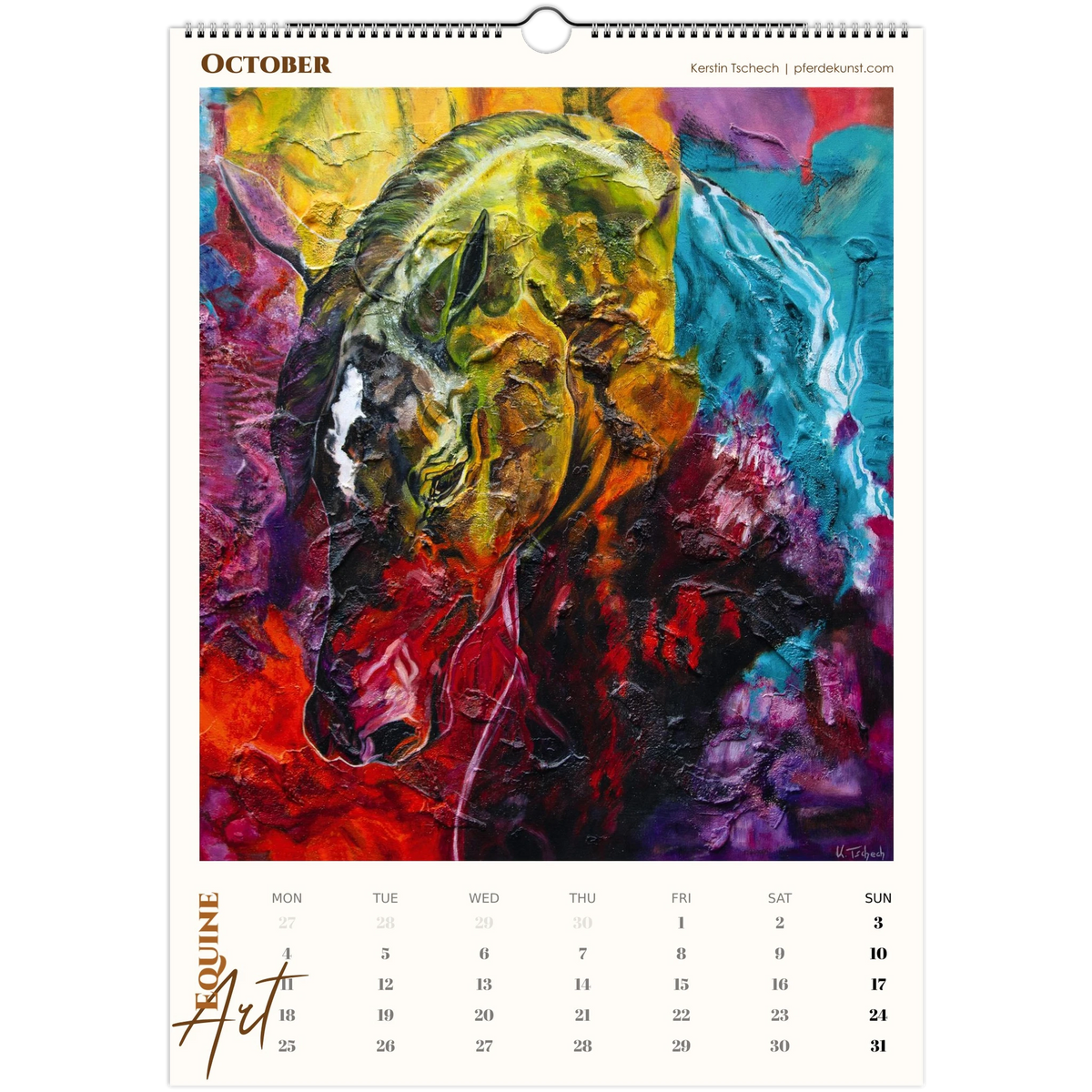 Equine ART – Oktober – Exklusiver Pferde-Kunstkalender von Kerstin Tschech. Hochwertiger Pferdewandkalender mit edlen Pferdemotiven und Kunstdrucken für Pferdeliebhaber.