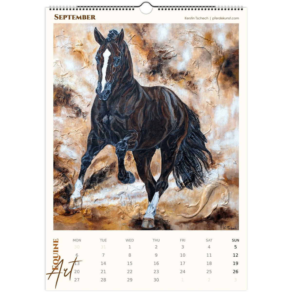 Equine ART – September – Exklusiver Pferde-Kunstkalender von Kerstin Tschech. Hochwertiger Pferdewandkalender mit edlen Pferdemotiven und Kunstdrucken für Pferdeliebhaber.