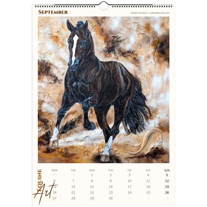 Equine ART – September – Exklusiver Pferde-Kunstkalender von Kerstin Tschech. Hochwertiger Pferdewandkalender mit edlen Pferdemotiven und Kunstdrucken für Pferdeliebhaber.